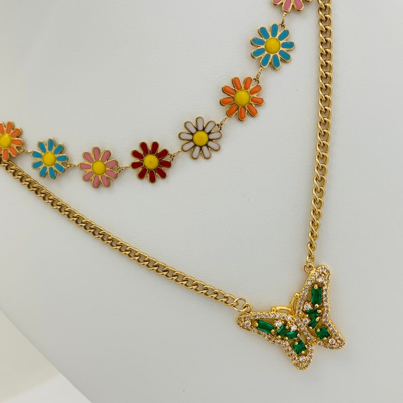 Jewelry Set Green Butterfly