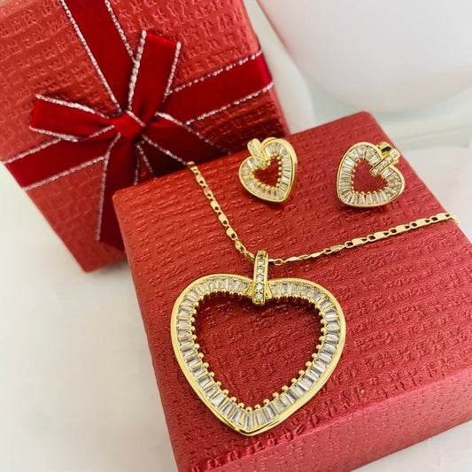 Jewelry Set Gold Plated Heart 14K