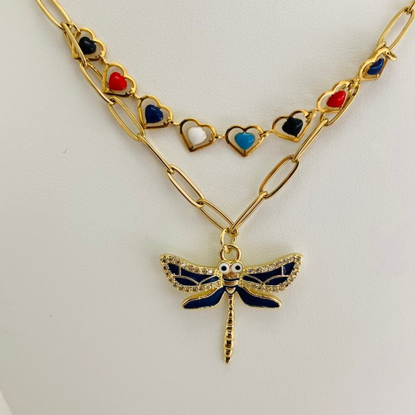 Jewelry Set Dragonfly / Hearts