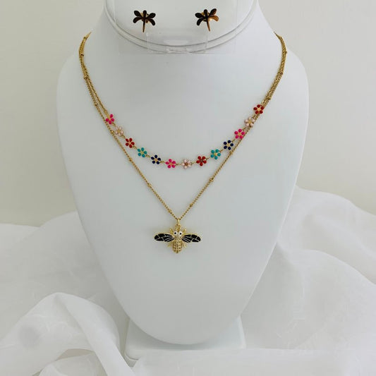 Jewelry Set Dragonfly / Flowers
