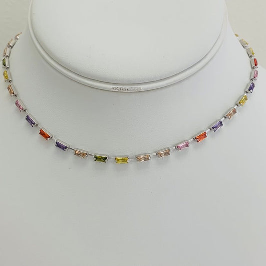 Necklace Choker Silver Multicolor