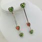Earrings Long Hearts Gre / Org