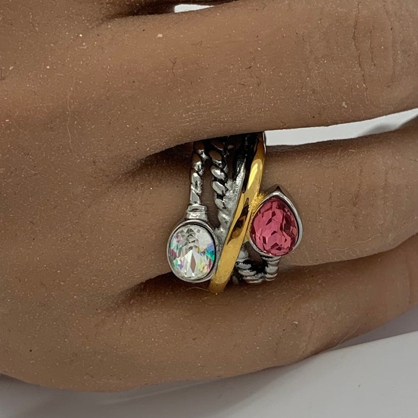 Ring Silver Cristal Pink