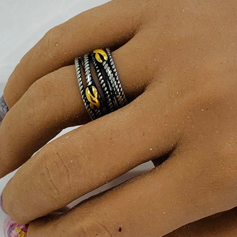 Ring Silver Vintage with Gold