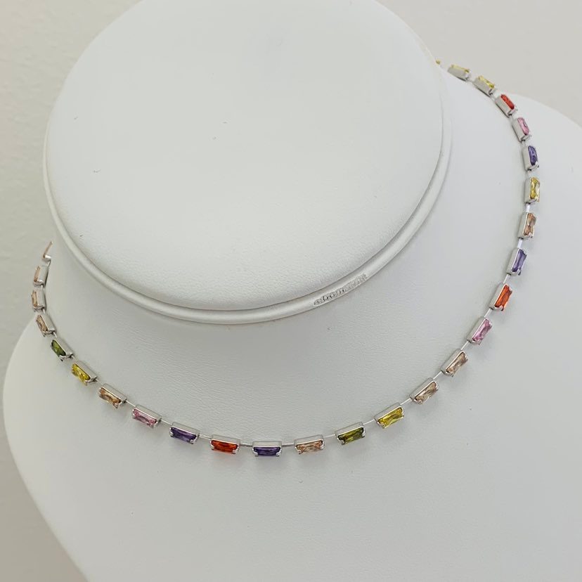 Necklace Choker Silver Multicolor