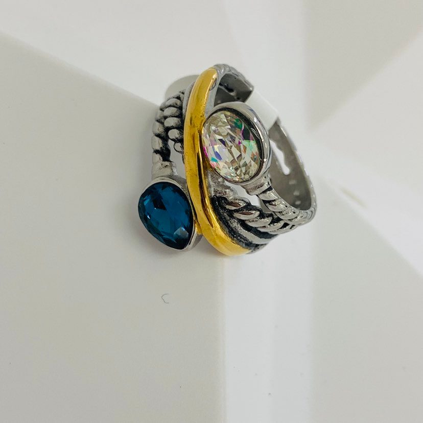 Ring Silver Cristal Blue