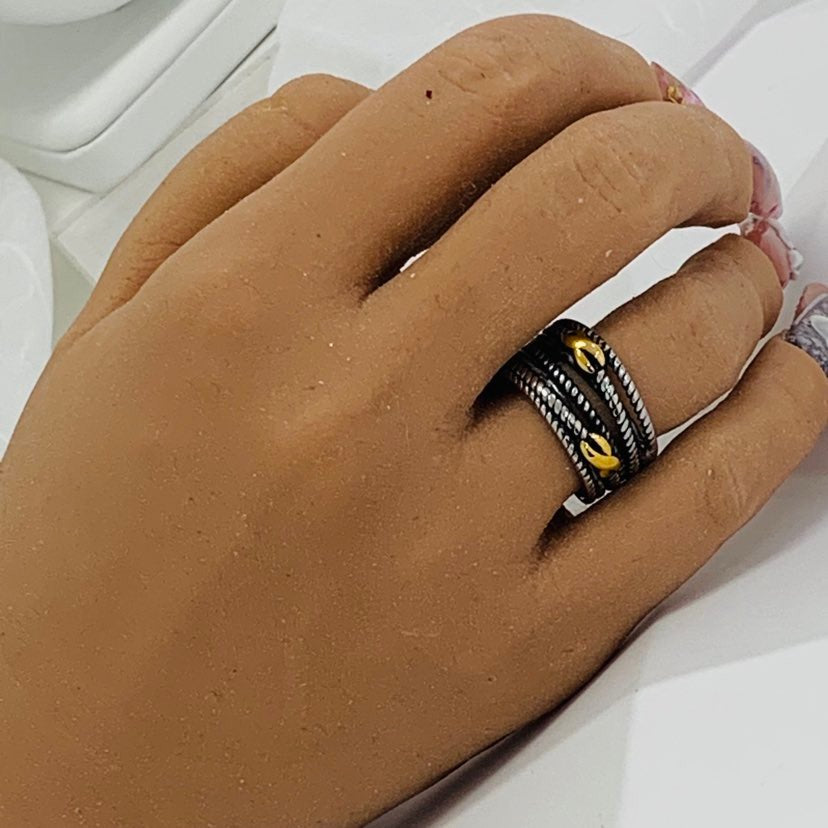 Ring Silver Vintage with Gold