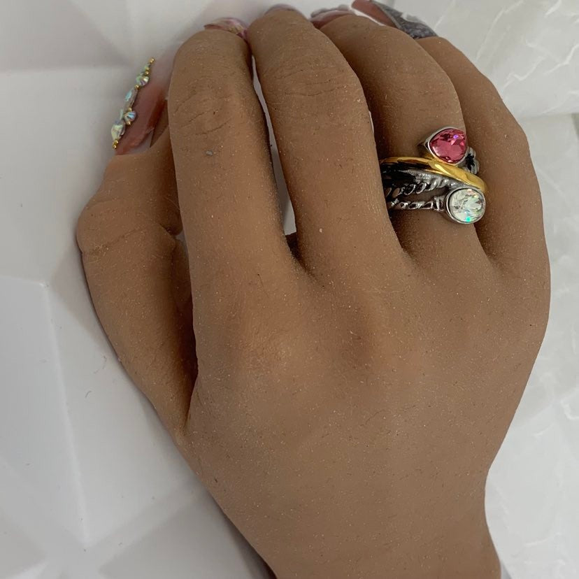 Ring Silver Cristal Pink