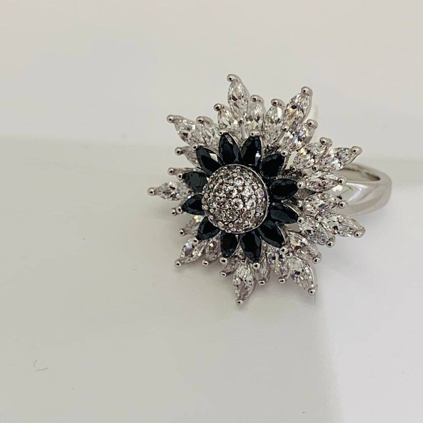 Ring Silver with Black Revolving