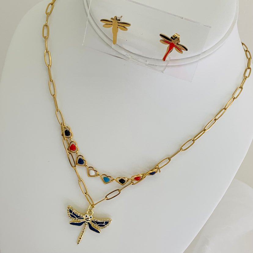 Jewelry Set Dragonfly / Hearts