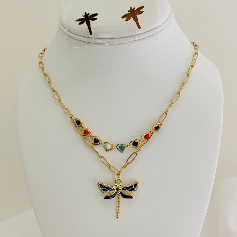 Jewelry Set Dragonfly / Hearts