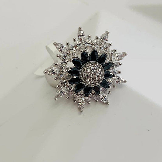 Ring Silver with Black Revolving