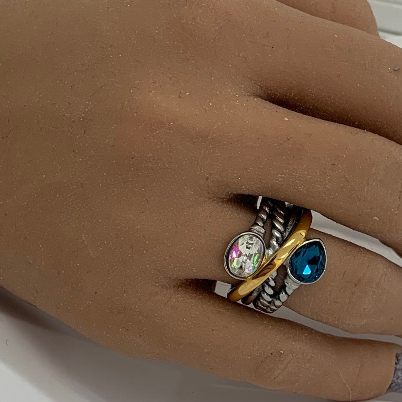 Ring Silver Cristal Blue