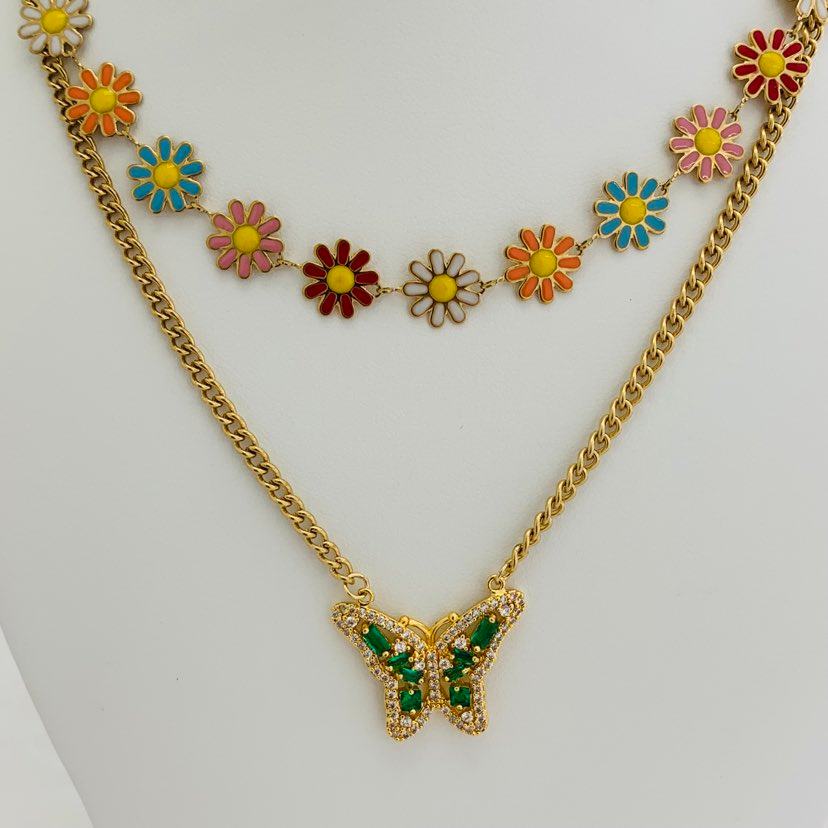 Jewelry Set Green Butterfly
