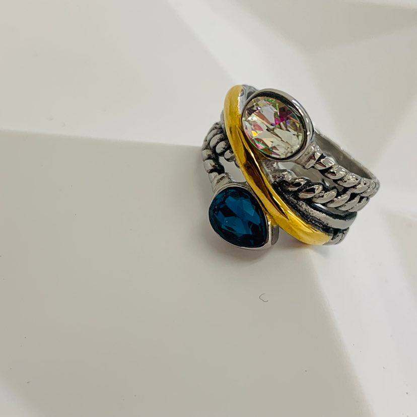 Ring Silver Cristal Blue