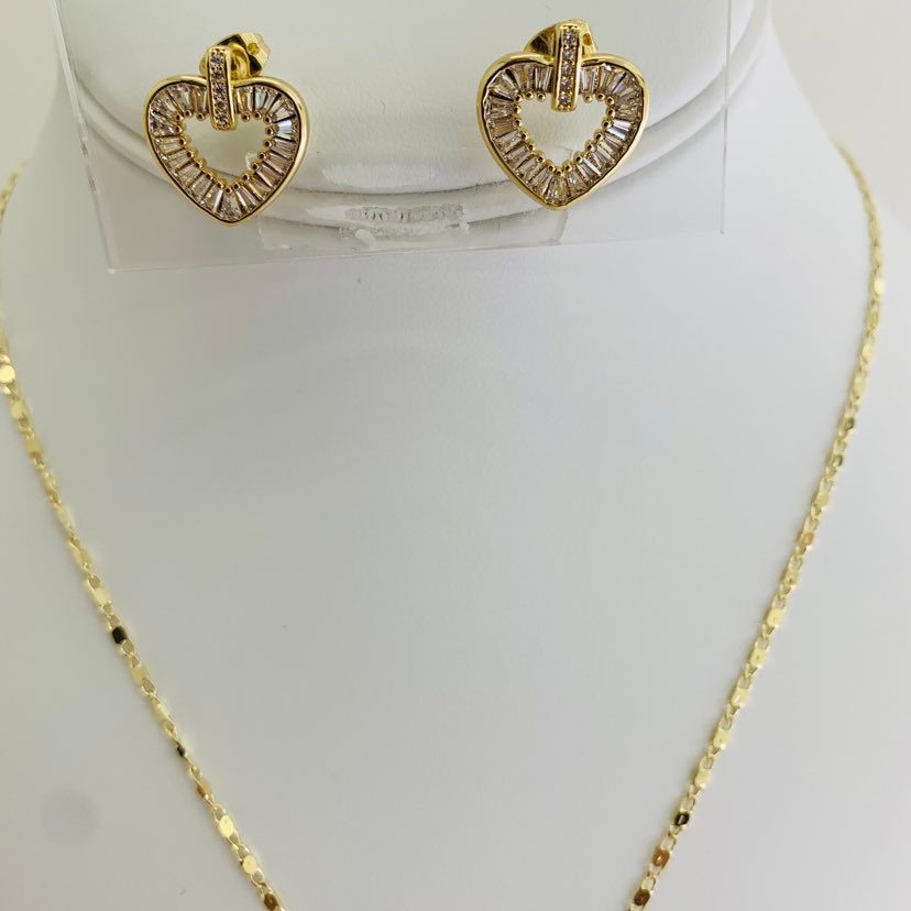 Jewelry Set Gold Plated Heart 14K