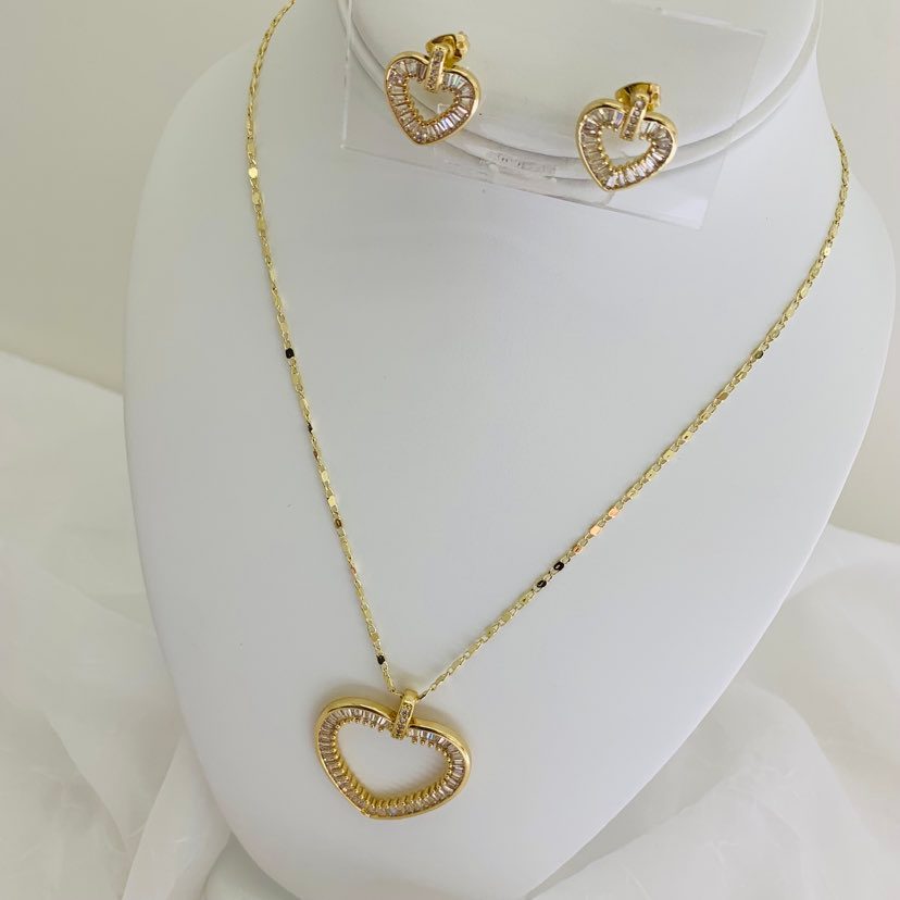 Jewelry Set Gold Plated Heart 14K