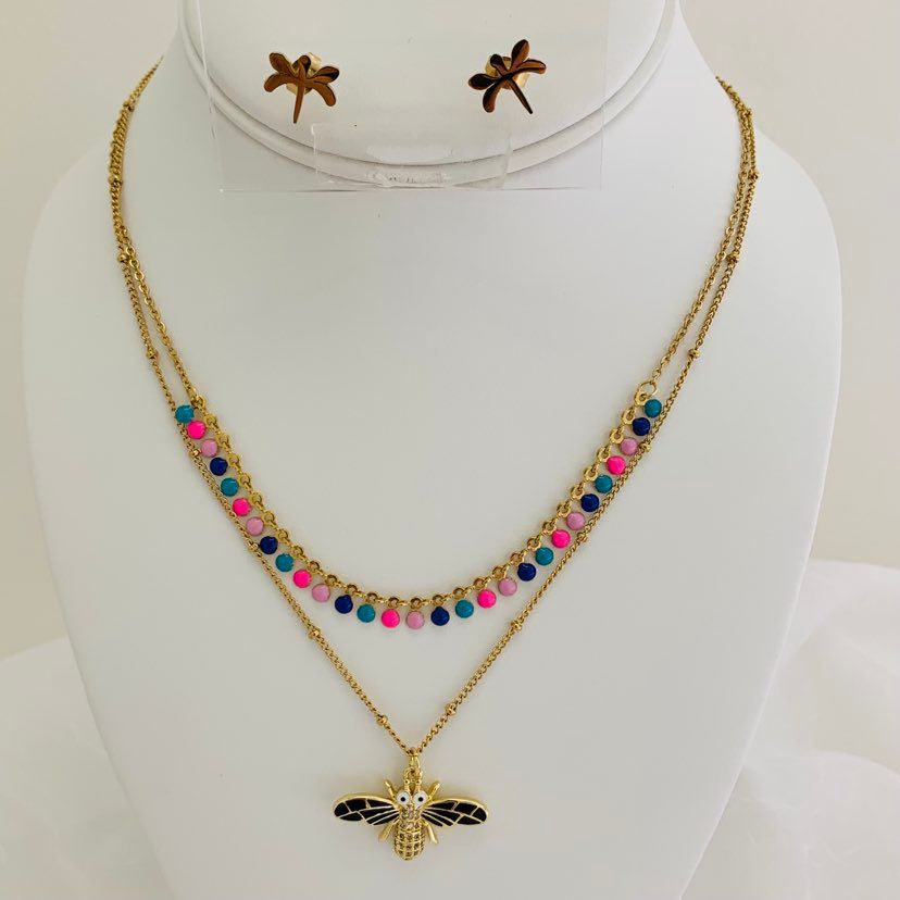Jewelry Set Dragonfly / Dots