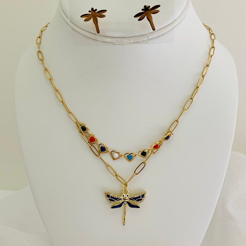 Jewelry Set Dragonfly / Hearts