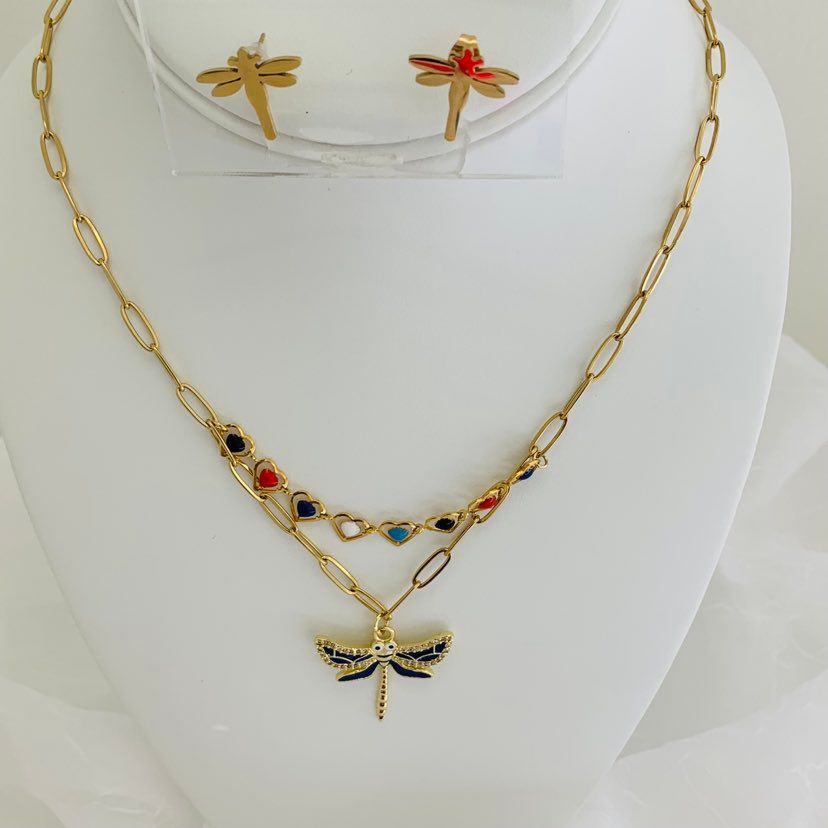 Jewelry Set Dragonfly / Hearts