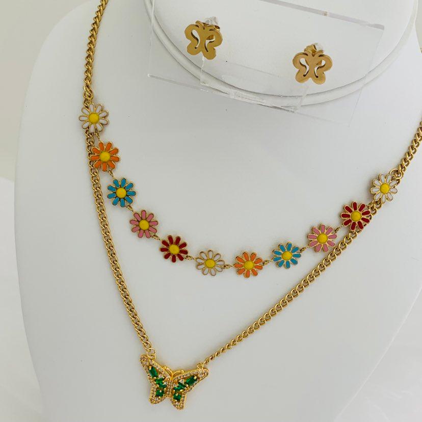 Jewelry Set Green Butterfly