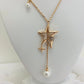 Necklace 18K  Long Star with Pearl