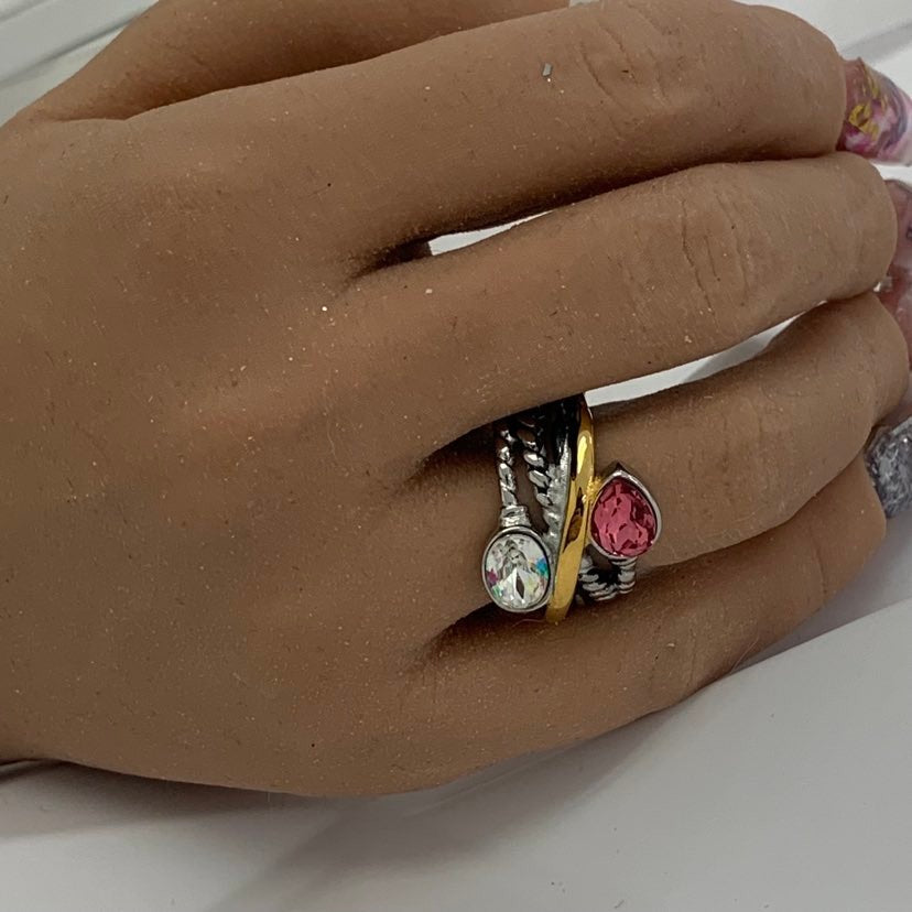 Ring Silver Cristal Pink