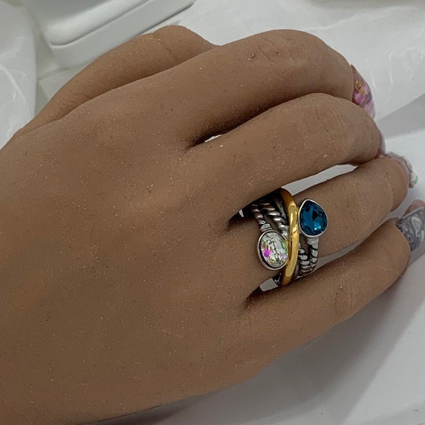 Ring Silver Cristal Blue