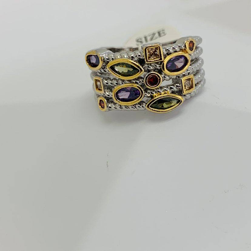Ring Silver Vintage Multicolor