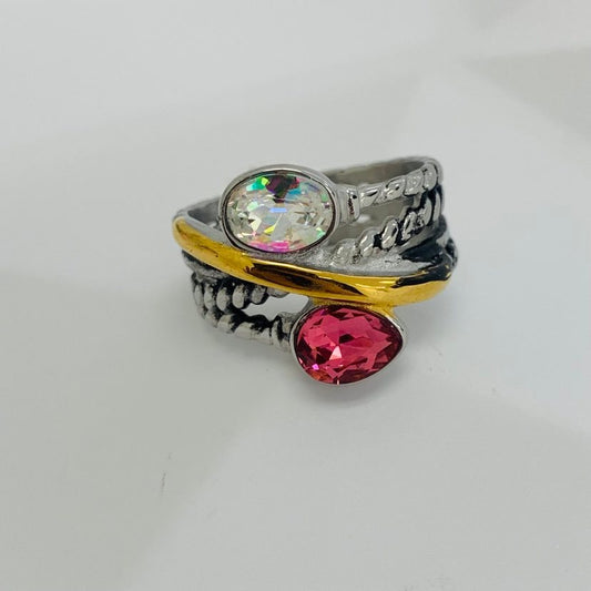Ring Silver Cristal Pink