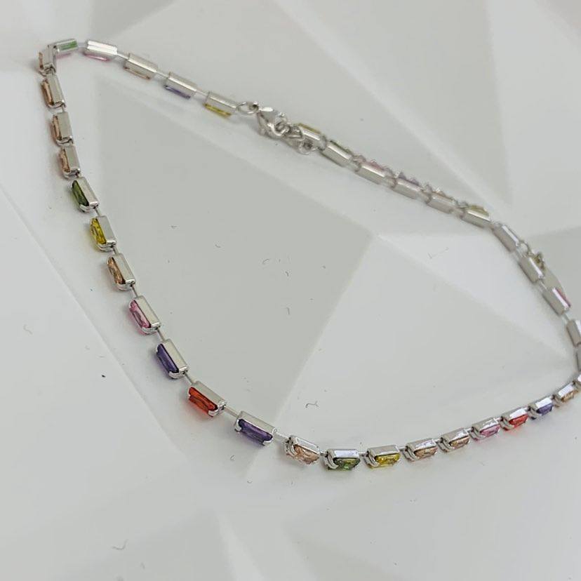 Necklace Choker Silver Multicolor