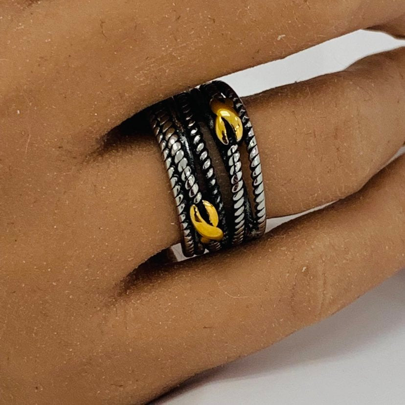 Ring Silver Vintage with Gold