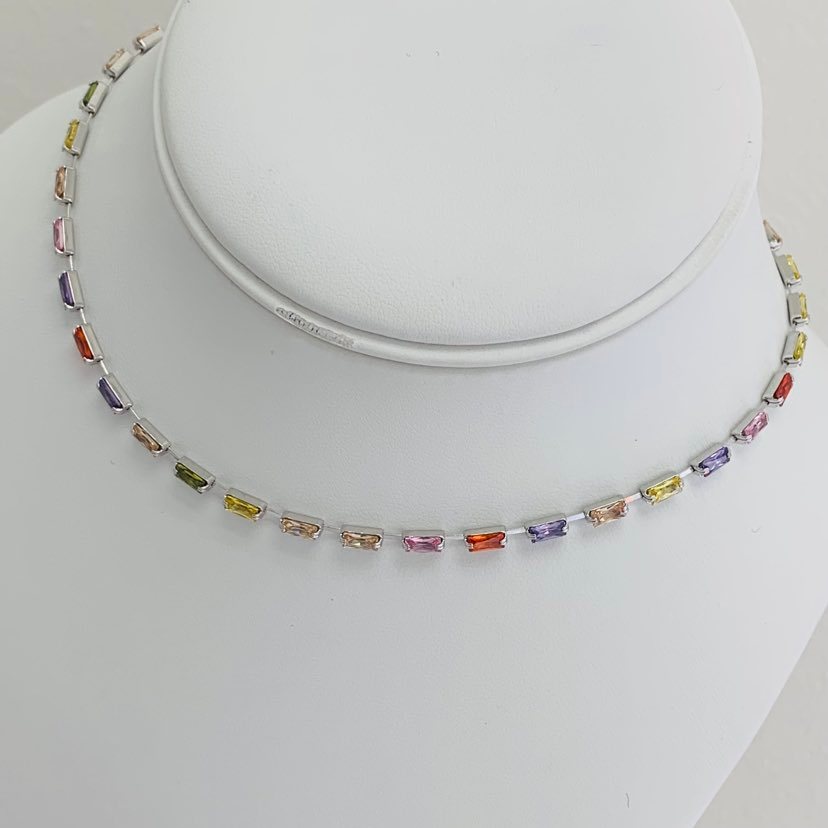Necklace Choker Silver Multicolor
