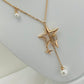 Necklace 18K  Long Star with Pearl